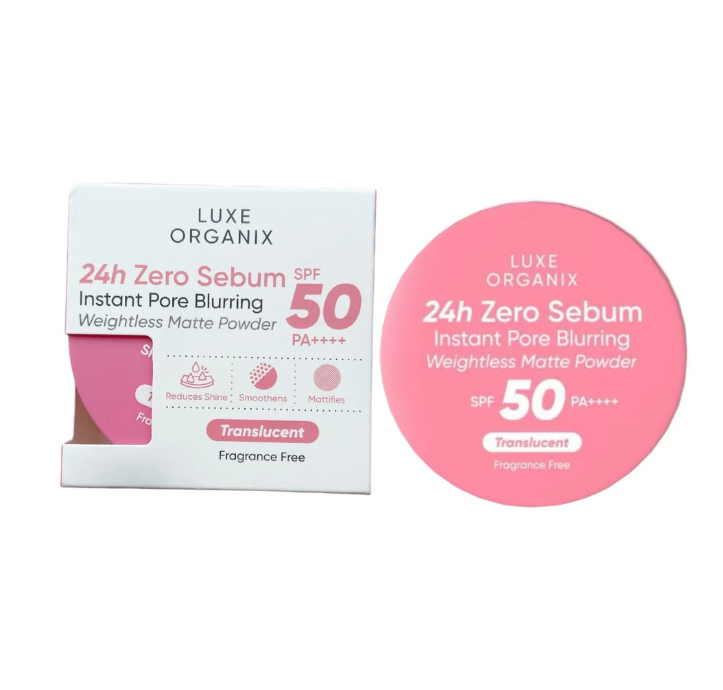 Luxe Organix 24H Zero Sebum Instant Pore Blurring Weightless Matte Powder Spf 50 Pa++++ Translucent 15G