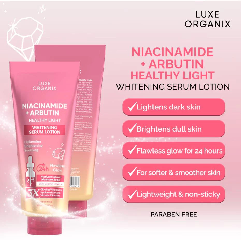 LUXE ORGANIX Niacinamide + Arbutin Healthy Light Whitening Serum Lotion (350ml)