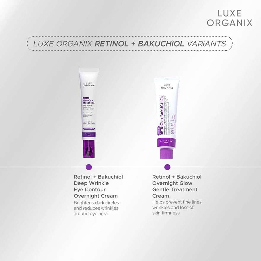 LUXE ORGANIX Advanced Retinol + Bakuchiol Overnight Glow Gentle Treatment Cream 30g