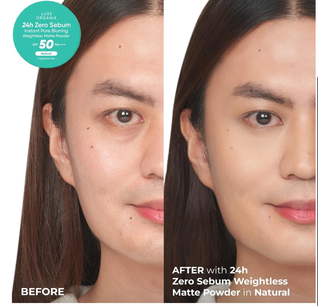 Luxe Organix 24H Zero Sebum Instant Pore Blurring Weightless Matte Powder Spf 50 Pa++++ Natural 15G