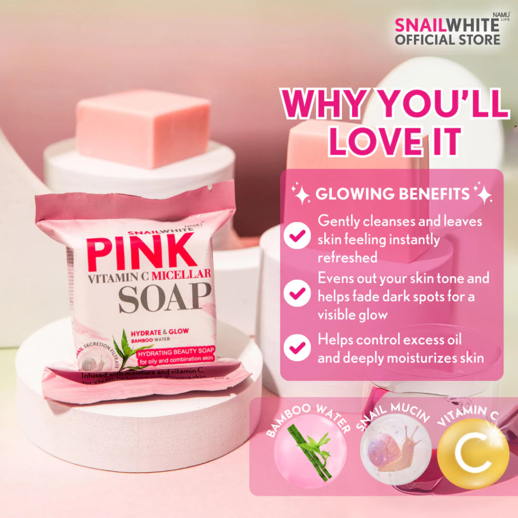 SNAILWHITE Pink Vitamin C Micellar Soap 60g